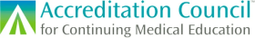 Logo of the Accreditation Council for Continuing Medical Education with a green and blue triangle graphic on the left.